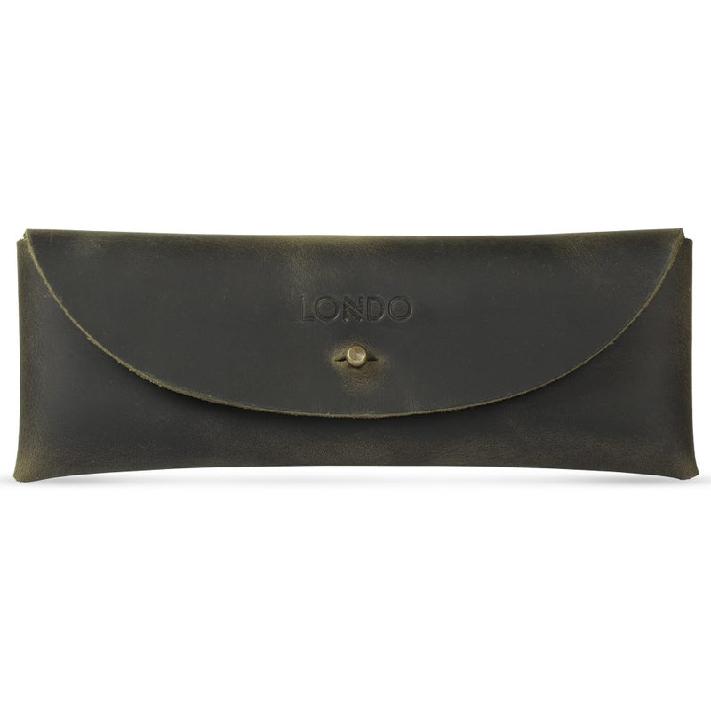 Londo Genuine Leather Retro Pen and Pencil Case - Metal Snap Fastener, Pencil Pouch Stationery Bag - Image 1